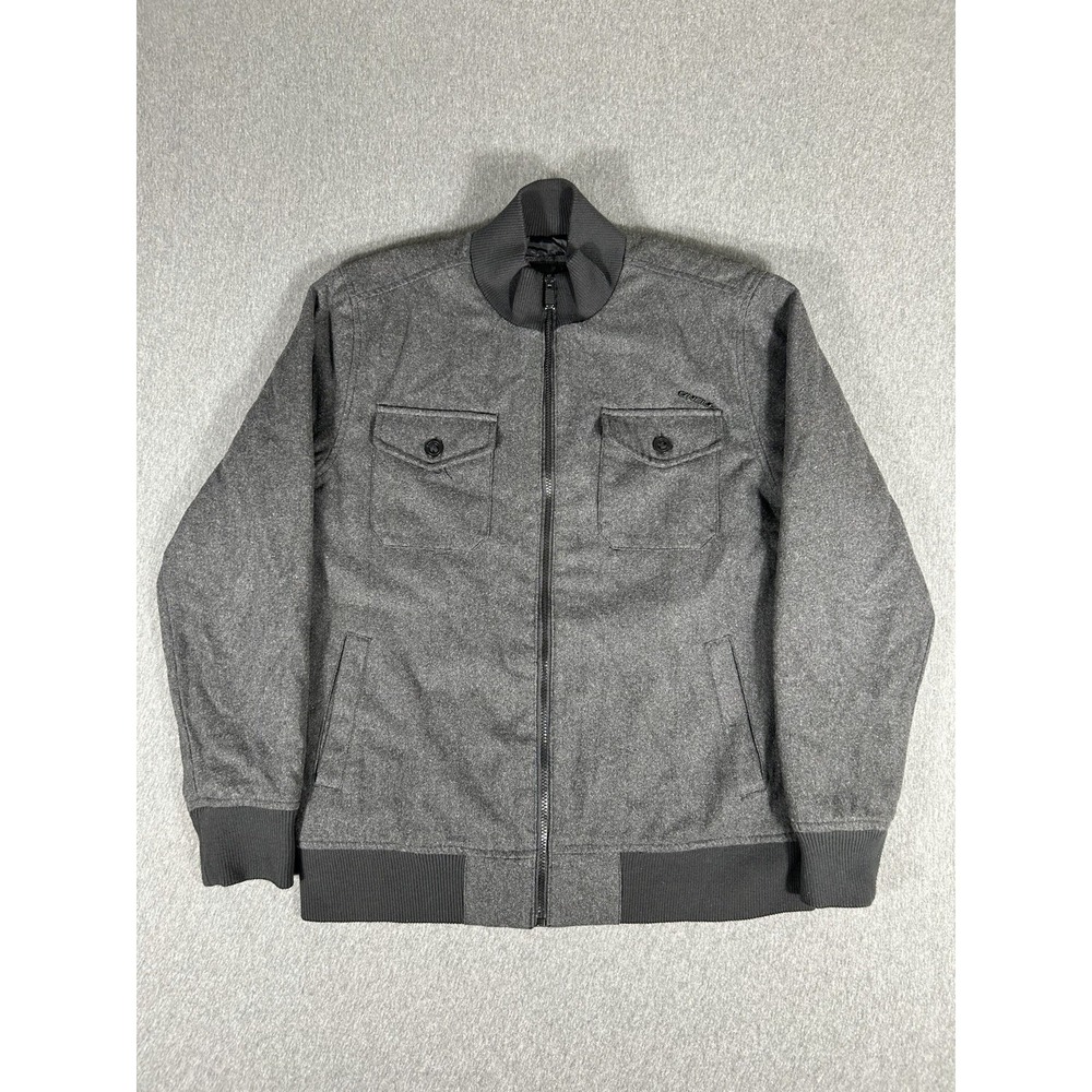 O'Neill Men's Large Gray Wool Blend Bomber Jacket Full Zip Flight Style